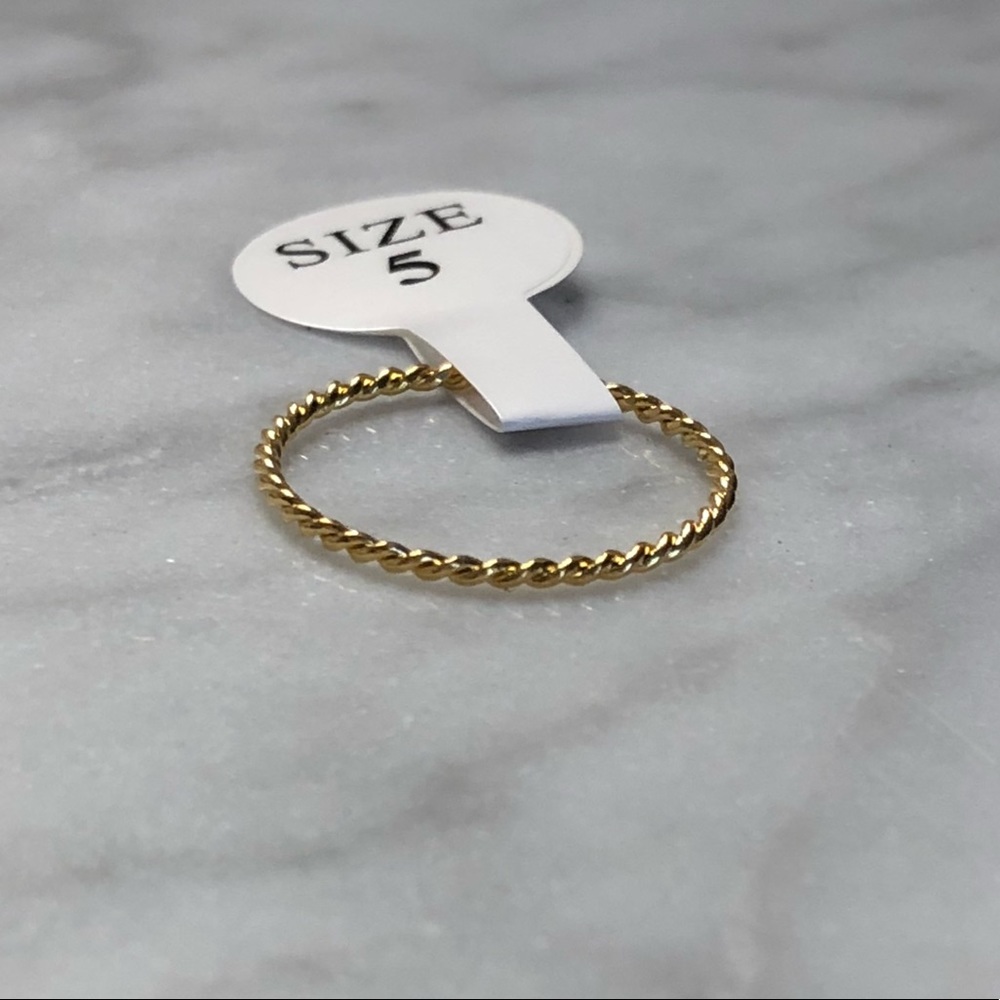 Gold twist delicate ring titanium steel